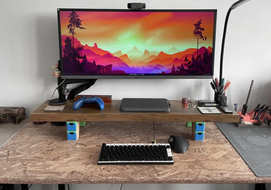 Giá đỡ màn hình với ngăn kéo tích hợp cho bàn làm việc - Image 4