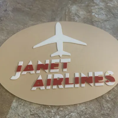 Biểu tượng hàng không Janet Airlines phong cách retro 1980