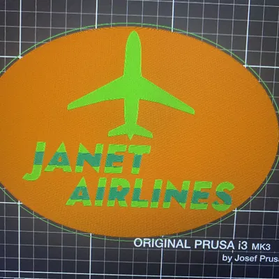 Biểu tượng hàng không Janet Airlines phong cách retro 1980