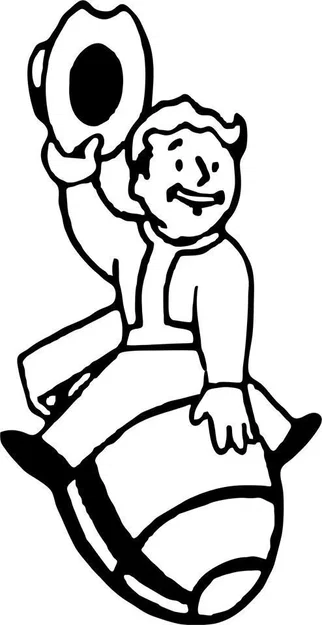 Nhân vật Vault Boy cao bồi cưỡi bom trong Fallout - Image 1