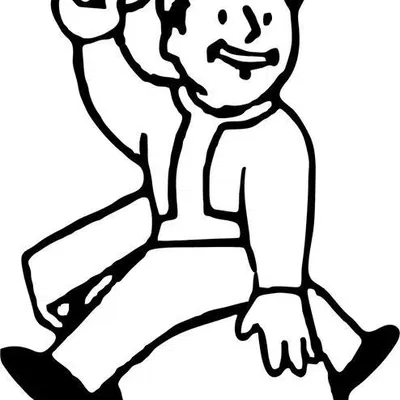 Nhân vật Vault Boy cao bồi cưỡi bom trong Fallout