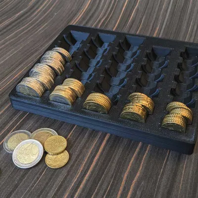Khay phân loại tiền xu Euro cho các loại 2€, 1€, 50c, 20c và 10c
