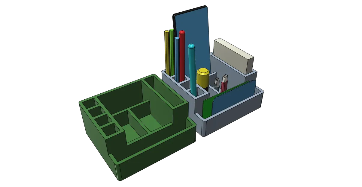 Giá đỡ bút và điện thoại cho bàn làm việc dễ in - Image 1