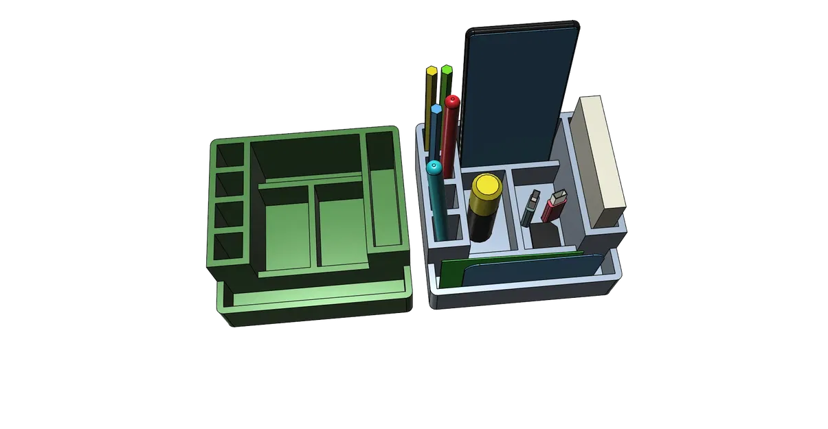 Giá đỡ bút và điện thoại cho bàn làm việc dễ in - Image 2