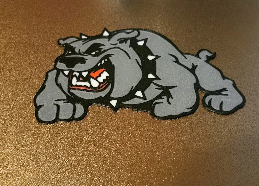 Mô hình Bulldog 2D treo tường dễ in và sơn màu - Image 1