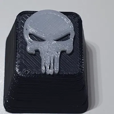 Núm phím Punisher in màu đen và trắng