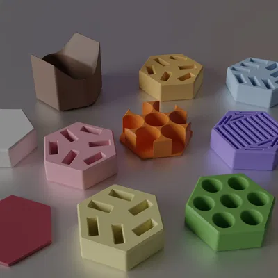 Bộ tổ chức hình lục giác 7 kích thước và 11 ngăn chứa