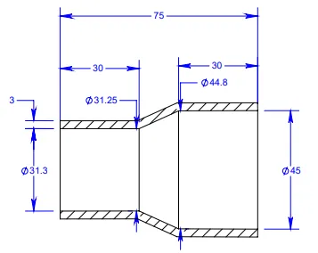 Bộ giảm ống hút Vac từ 1.875 inch xuống 1.25 inch - Image 1