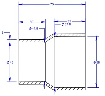 Bộ giảm áp ống hút Vac từ 2.5 inch xuống 1.875 inch - Image 3