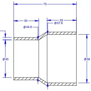 Bộ giảm áp ống hút Vac từ 2.5 inch xuống 1.875 inch