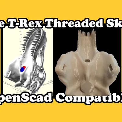 Xương sọ khủng long T-Rex tương thích Openscad với ren M12 x 1.75 6H