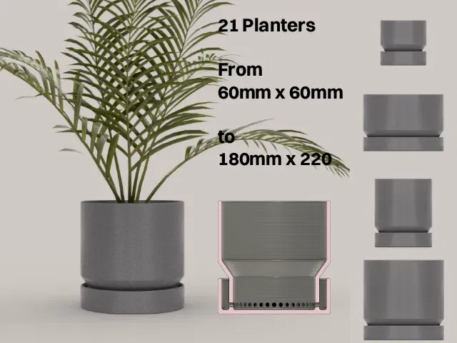 Bộ 21 chậu cây với đế tích hợp cho không gian sống - Image 1