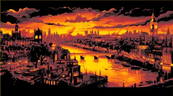 Tranh phong cảnh London tông tối bằng Hueforge - Image 2