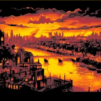 Tranh phong cảnh London tông tối bằng Hueforge