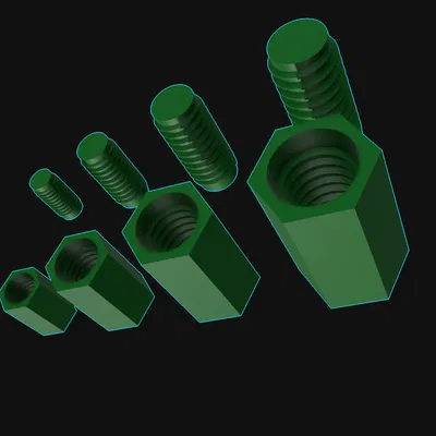 Trục và ổ cắm có ren mét tùy chỉnh cho mô hình 3D