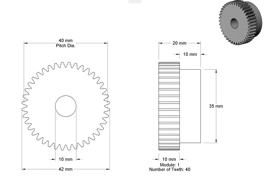 Bánh răng 40 răng cho trục đường kính 10mm - Image 1