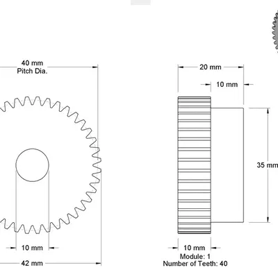 Bánh răng 40 răng cho trục đường kính 10mm
