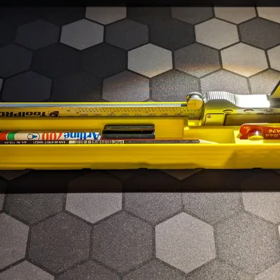 Giá đỡ thước kẹp Gridfinity với không gian lưu trữ bổ sung