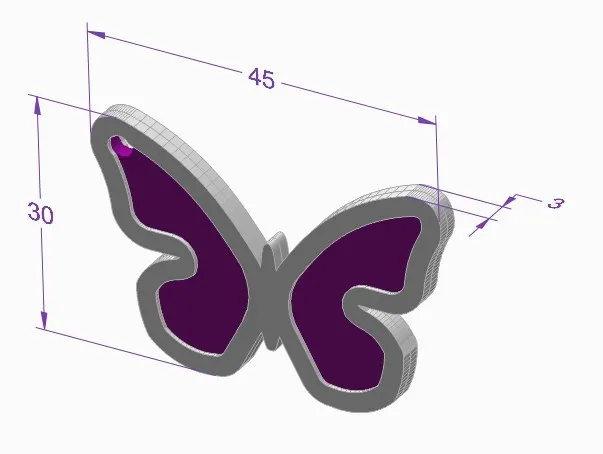 Móc khóa hình bướm với kích thước 3 x 30 x 45 mm - Image 2