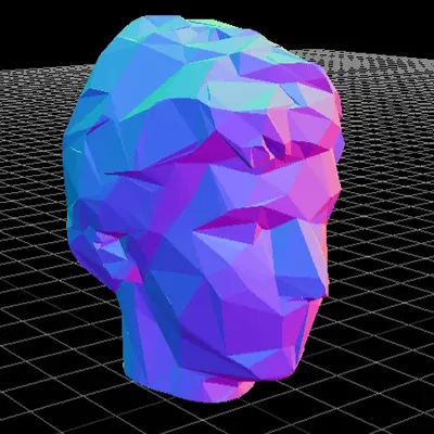 Đầu người phong cách low poly để in 3D