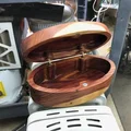 Hộp hình oval có bản lề 7 x 4 in bằng gỗ - Thumbnail 5