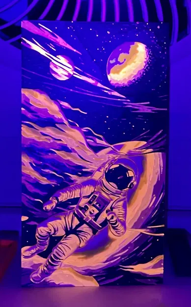 Phi hành gia đi dạo trong không gian với màu sắc sống động - Image 2