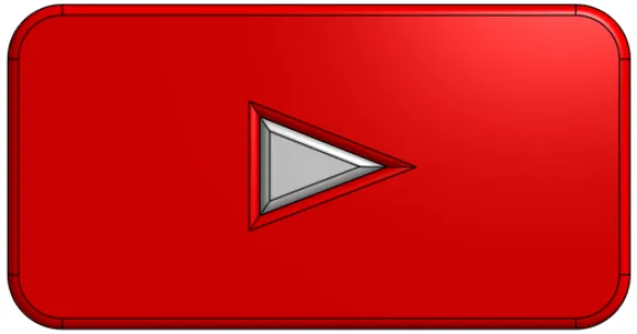 Biểu tượng YouTube 3D cao 0.4cm - Image 1