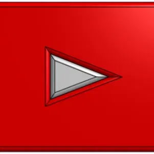 Biểu tượng YouTube 3D cao 0.4cm