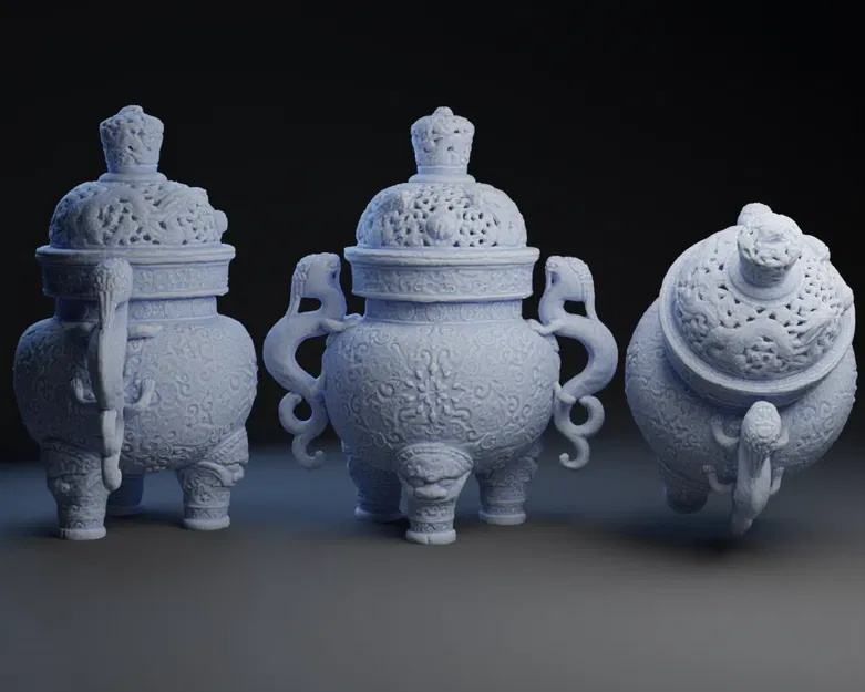 Lư hương thời Đinh với đế đèn LED trang trí - Image 1