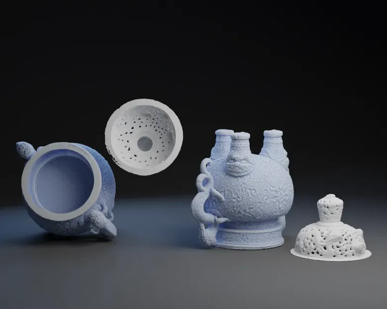 Lư hương thời Đinh với đế đèn LED trang trí - Image 2