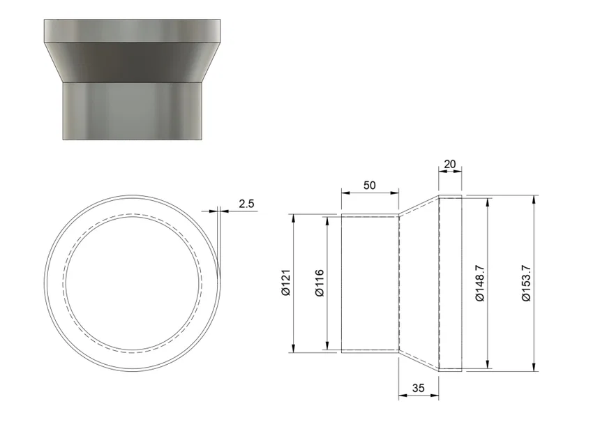 Bộ nối ống mềm 5" cho ống thông 6 - Image 1