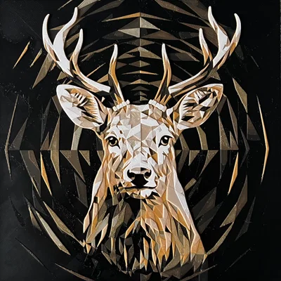 Chân dung hươu nghệ thuật Op-Art với màu sắc đa dạng