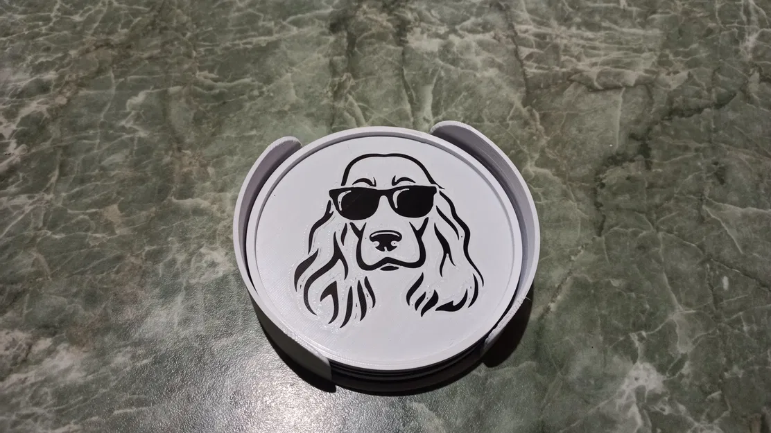 Đế lót ly cocker spaniel với chân đế - Image 1