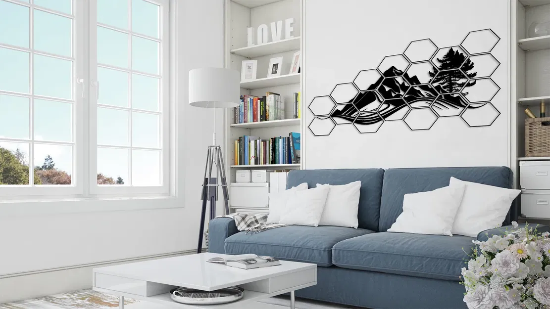 Trang trí núi hình lục giác treo tường - Image 1