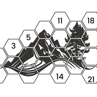 Trang trí núi hình lục giác treo tường
