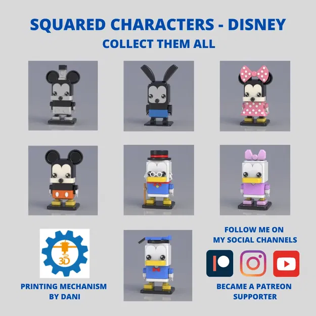 Mô hình Mickey Mouse ô vuông dễ thương - Image 2