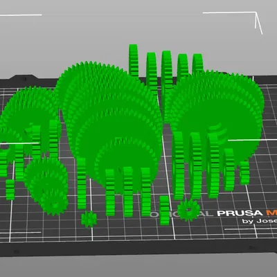 Bộ bánh răng thẳng với 7 đến 60 răng, mô-đun 1mm