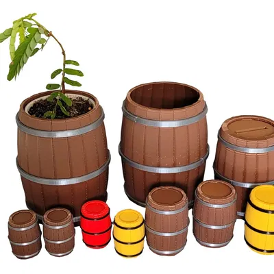 Chậu hoa hình thùng rượu dễ thương