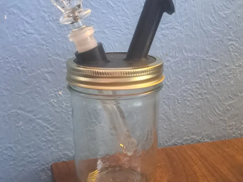 Bong lọ thủy tinh Mason Jar với ống hút 18mm - Image 1