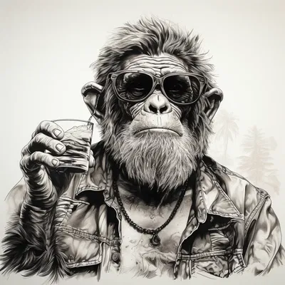 Khỉ Uống Rượu Tiki Treo Tường