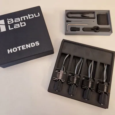 Hộp lưu trữ hotend Bambu với các khay khác nhau