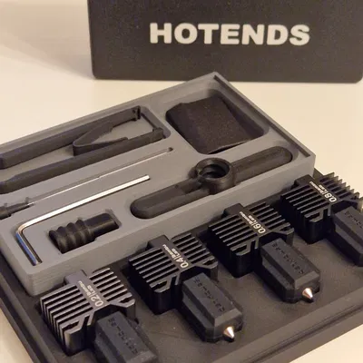 Hộp lưu trữ hotend Bambu với các khay khác nhau