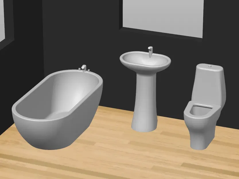 Bộ đồ dùng nhà tắm phong cách hiện đại cho búp bê 1:12 - Image 1