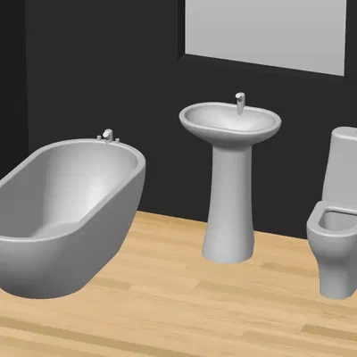 Bộ đồ dùng nhà tắm phong cách hiện đại cho búp bê 1:12