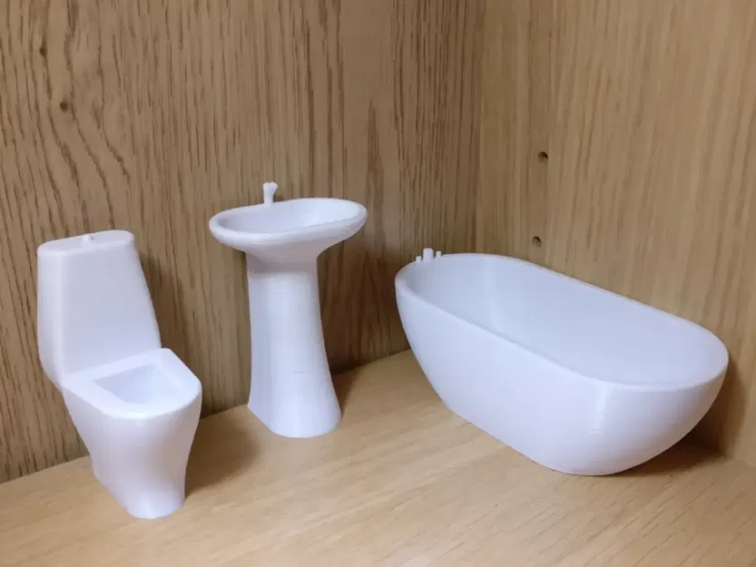 Bộ đồ dùng nhà tắm phong cách hiện đại cho búp bê 1:12 - Image 2