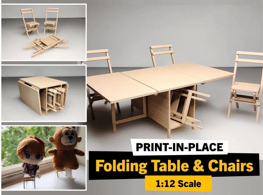 Bàn ăn gập lá với ghế xếp có ngăn chứa - Image 1