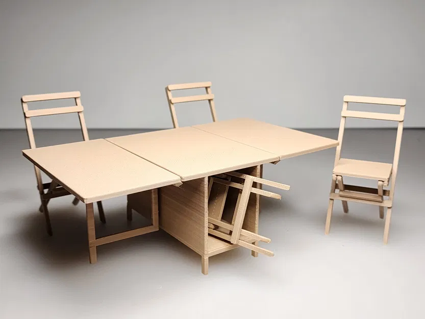 Bàn ăn gập lá với ghế xếp có ngăn chứa - Image 2