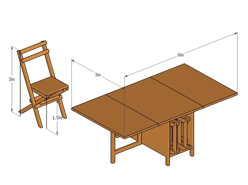 Bàn ăn gập lá với ghế xếp có ngăn chứa - Image 5
