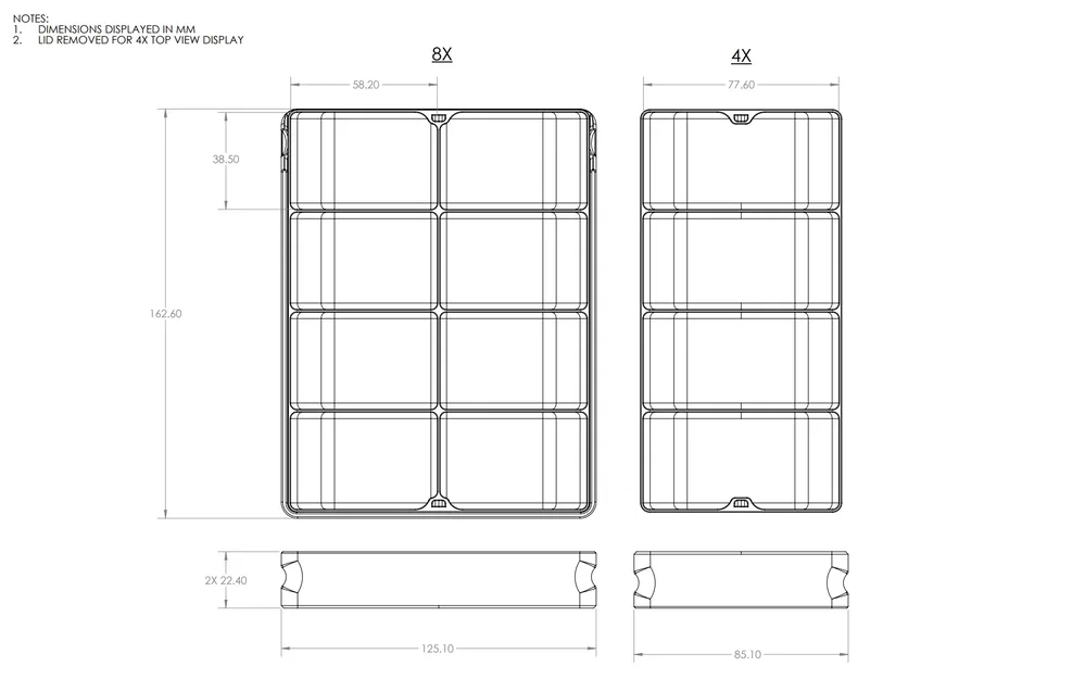 Khay lắp ráp 4x và 8x với nắp trượt đảo ngược - Image 2