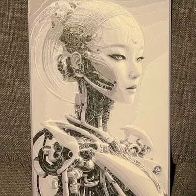 Cô gái cyborg in 3D với hiệu ứng lớp màu sắc